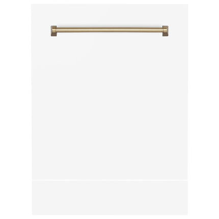 ZLINE Autograph Edition 24" Tallac Dishwasher Panel in White Matte with Champagne Bronze Handle (DPVZ-WM-24-CB)