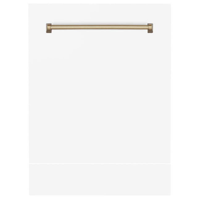 ZLINE Autograph Edition 24" Tallac Dishwasher Panel in White Matte with Champagne Bronze Handle (DPVZ-WM-24-CB)