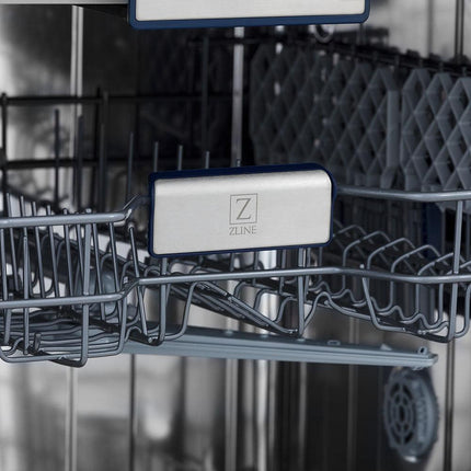 ZLINE 24 in. Tallac Series 3rd Rack Dishwasher with Red Gloss Panel and Traditional Handle, 51dBa (DWV-RG-24)