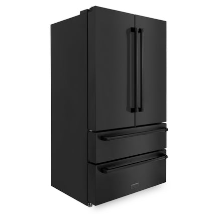 ZLINE 36 in. 22.5 cu. ft. Counter-Depth French Door Refrigerator with Ice Maker in Fingerprint-Resistant Black Stainless Steel (RFM-36-BS)
