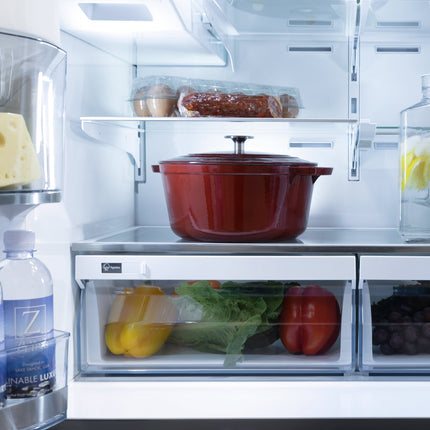 ZLINE Autograph Edition 36 in. 21.6 cu. ft. Counter-Depth French Door Refrigerator with Water and Ice Dispenser in Fingerprint-Resistant Stainless Steel with Matte Black Modern Handles (RFMZ-W-36-FMB)
