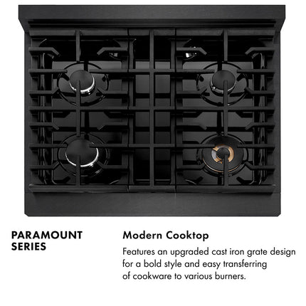 ZLINE 30 in. 4.2 cu. ft. Paramount Gas Range with 4 Burner Cooktop and Convection Gas Oven in Black Satin Stainless Steel (SGRBS-30)