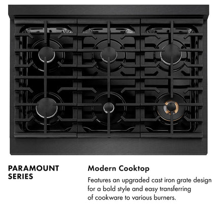 ZLINE 36 in. 5.2 cu. ft. Paramount Gas Range with 6 Burner Cooktop and Convection Gas Oven in Black Satin Stainless Steel (SGRBS-36)