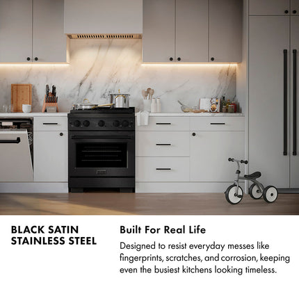 ZLINE Autograph Edition 36 in. 5.2 cu. ft. Paramount Gas Range with 6 Burner DuoPro™ Cooktop and Convection Gas Oven in Black Satin Stainless Steel and Champagne Bronze Accents (PSGRBSZ-36-CB)