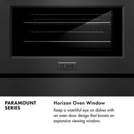 ZLINE Autograph Edition 36 in. 5.2 cu. ft. Paramount Dual Fuel Range with 6 Burner Gas Cooktop and Electric Convection Oven in Black Satin Stainless Steel with Polished Gold Accents (SDRBSZ-36-G)