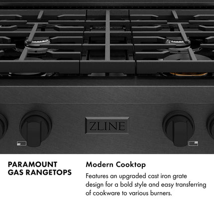 ZLINE 30 in. Paramount Gas Rangetop with 4 Burners and Porcelain Cooktop in Black Satin Stainless Steel (SRTBS-30)