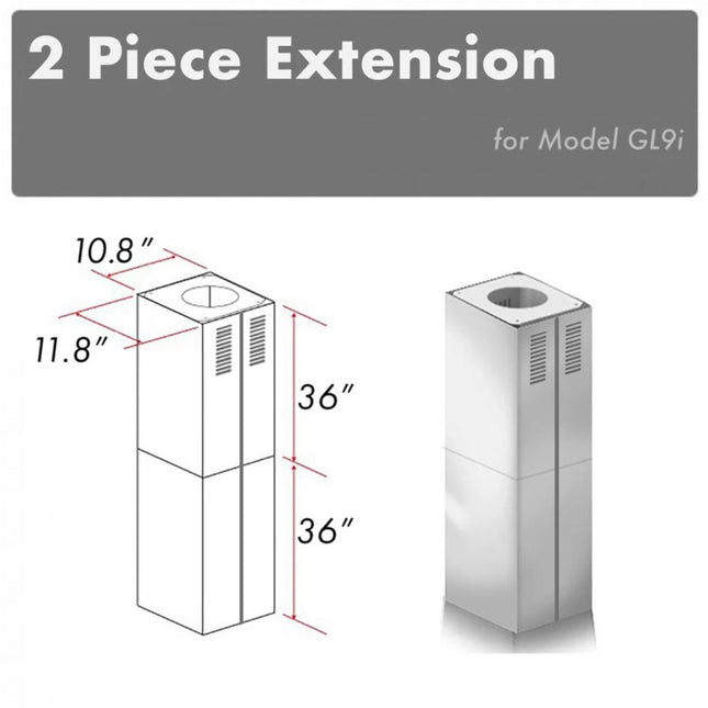ZLINE 2-36" Chimney Extensions for 10 ft. to 12 ft. Ceilings (2PCEXT-GL9i) Plaza Home Decor