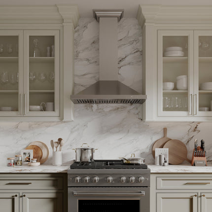 ZLINE 36" Convertible Vent Wall Mount Range Hood in Stainless Steel with Crown Molding (KBCRN-36)