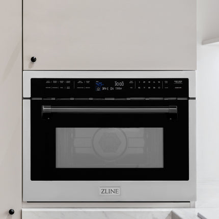 ZLINE Autograph Edition 24" 1.6 cu ft. Built-in Convection Microwave Oven in Stainless Steel and Matte Black Accents (MWOZ-24-MB)
