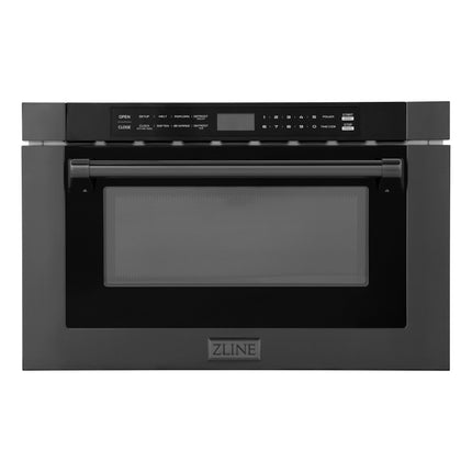 ZLINE 24" 1.2 cu. ft. Built-in Microwave Drawer with a Traditional Handle in Black Stainless Steel (MWD-1-BS-H)