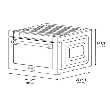 ZLINE Autograph Edition 24 in. 1.2 cu. ft. Built-in Microwave Drawer in Black Stainless Steel and Polished Gold Helix Handle (MWDZ-1-BS-H-KG)