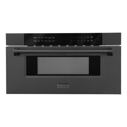 ZLINE 30" Microwave Drawer in Black Stainless Steel with Traditional Handle (MWD-30-BS)