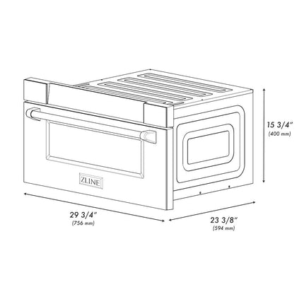 ZLINE Autograph Edition 30 in. 1.2 cu. ft. Built-In Microwave Drawer in Stainless Steel with Polished Gold Accents (MWDZ-30-G)