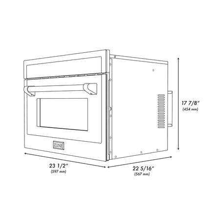 ZLINE Autograph Edition 24 in. 1.6 cu ft. Built-in Convection Microwave Oven in Black Stainless Steel and Polished Gold Helix Handle (MWOZ-24-BS-KG)