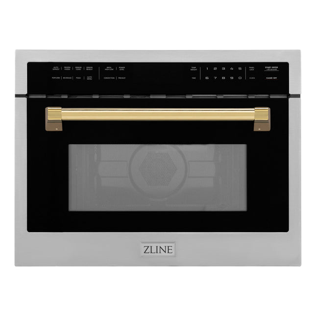 ZLINE Autograph Edition 24" 1.6 cu ft. Built-in Convection Microwave Oven in Stainless Steel and Polished Gold  Accents (MWOZ-24-G)