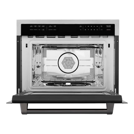 ZLINE Autograph Edition 24" 1.6 cu ft. Built-in Convection Microwave Oven in Stainless Steel and Matte Black Accents (MWOZ-24-MB)