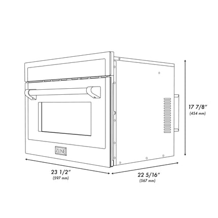 ZLINE Autograph Edition 24 in. 1.6 cu ft. Built-in Convection Microwave Oven in Satin Stainless Steel with Champagne Bronze Accents (MWOZ-24-SS-CB)