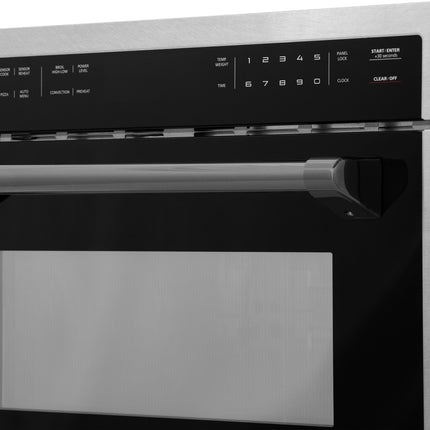 ZLINE Autograph Edition 24 in. 1.6 cu ft. Built-in Convection Microwave Oven in Satin Stainless Steel with Matte Black Accents (MWOZ-24-SS-MB)