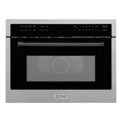 ZLINE Autograph Edition 24 in. 1.6 cu ft. Built-in Convection Microwave Oven in Satin Stainless Steel with Matte Black Accents (MWOZ-24-SS-MB)