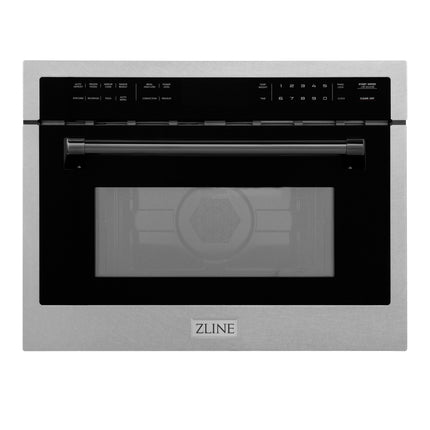ZLINE Autograph Edition 24 in. 1.6 cu ft. Built-in Convection Microwave Oven in Satin Stainless Steel with Matte Black Accents (MWOZ-24-SS-MB)