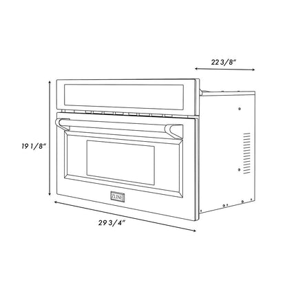 ZLINE Autograph Edition 30 in. 1.6 cu ft. Built-in Convection Microwave Oven in Stainless Steel and Champagne Bronze Helix Handle (MWOZ-30-KCB)