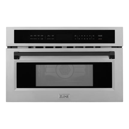 ZLINE Autograph Edition 30” 1.6 cu ft. Built-in Convection Microwave Oven in Stainless Steel and Matte Black Accents (MWOZ-30-MB)