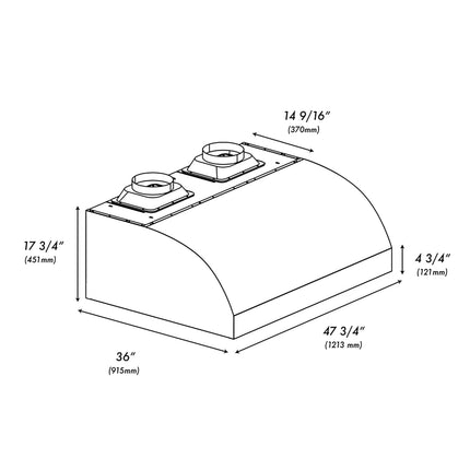 ZLINE 48 in. Under Cabinet Outdoor Grill Hood (GOU2-48)