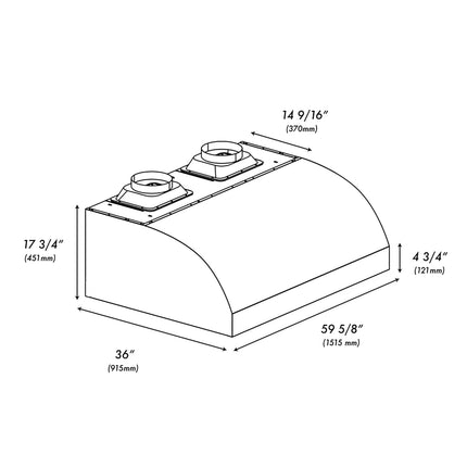 ZLINE 60 in. Under Cabinet Outdoor Grill Hood (GOU2-60)