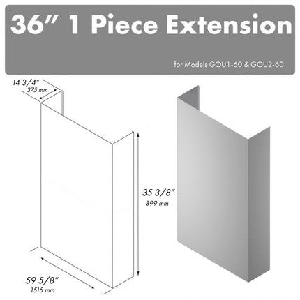ZLINE 36 in. Chimney Extension for 60 in. Under Cabinet Outdoor Grill Hood (1PEXT-GOU60-36)
