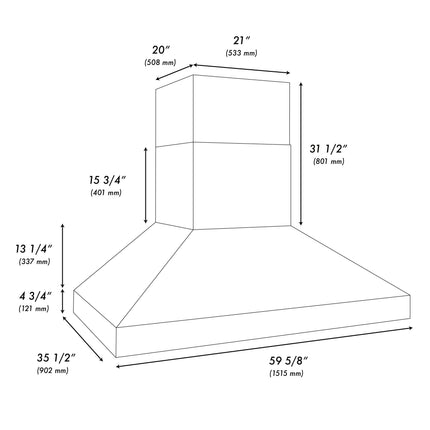 ZLINE 60 in. Wall Mount Outdoor Grill Hood (GOW1-60)