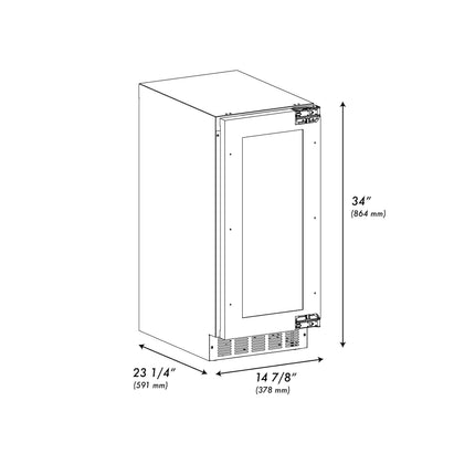ZLINE Autograph Edition 15 in. Touchstone Clear Cube Ice Maker with Drain Pump and Panel Ready Door with Matte Black Handle (ICCDPZ-15-MB)