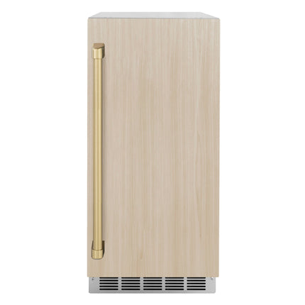 ZLINE Autograph Edition 15 in. Touchstone Gourmet Ice Maker with Drain Pump and Panel Ready Door with Champagne Bronze Handle (IGMDPZ-15-CB)