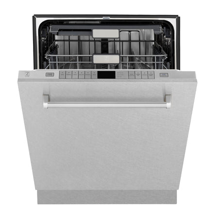 ZLINE 24 in. Monument Series 3rd Rack Top Touch Control Dishwasher with Satin Stainless Steel Panel and Stainless Steel Tub, 45dBa (DWMT-SN-24)