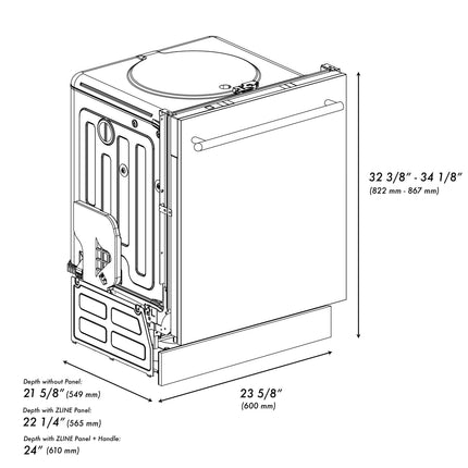 ZLINE 24 in. Stainless Steel Top Control Built-In Dishwasher with Stainless Steel Tub and Modern Style Handle (DW-304-24)