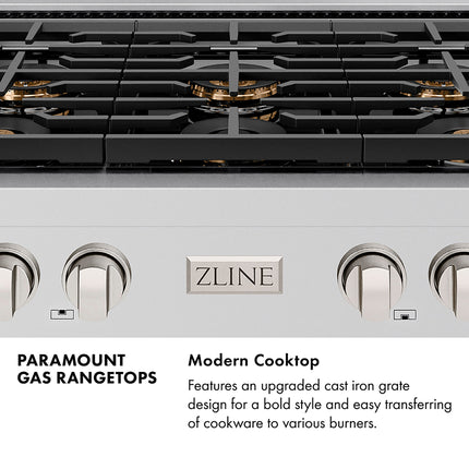ZLINE 30 in. Paramount Gas Rangetop with 4 Burner DuoPro™ Cooktop in Satin Stainless Steel (PSRTS-30)