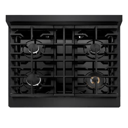 ZLINE 30 in. Paramount Gas Rangetop with 4 Burners and Porcelain Cooktop in Black Stainless Steel (SRTB-30)