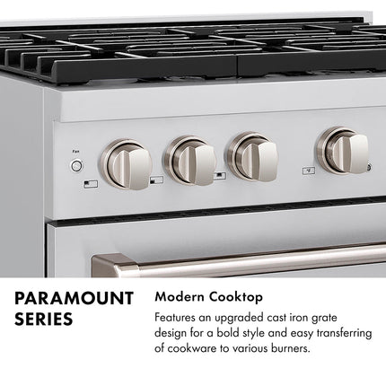 ZLINE Autograph Edition 36 in. 5.2 cu. ft. Paramount Gas Range with 6 Burner DuoPro™ Cooktop and Convection Gas Oven with White Matte Door and Matte Black Accents (PSGRZ-WM-36-MB)