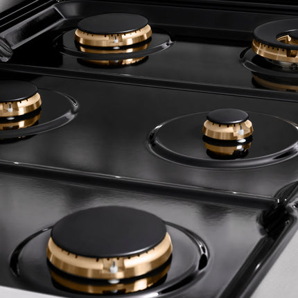 ZLINE 36 in. Autograph Edition Paramount Gas Rangetop with 6 Burners and Porcelain Cooktop in Satin Stainless Steel with Polished Gold Accents (SRTSZ-36-G)