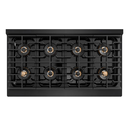 ZLINE Autograph Edition 48 in. 6.7 cu. ft. Paramount Dual Fuel Range with 8 Burner DuoPro™ Cooktop and Dual Ovens in Black Stainless Steel and Polished Gold Accents (PSDRBZ-48-G)