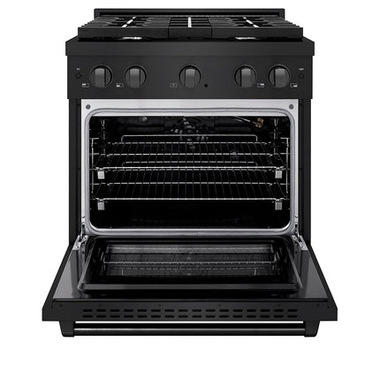 ZLINE 30 in. 4.2 cu. ft. Paramount Gas Range with 4 Burner Cooktop and Convection Gas Oven in Black Stainless Steel (SGRB2-30)