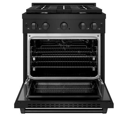 ZLINE 30 in. 4.2 cu. ft. Paramount Gas Range with 4 Burner Cooktop and Convection Gas Oven in Black Stainless Steel (SGRB-30)