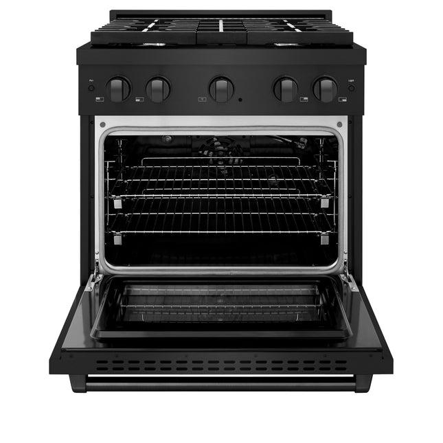 ZLINE 30 in. 4.2 cu. ft. Paramount Gas Range with 4 Burner Cooktop and Convection Gas Oven in Black Stainless Steel (SGRB-30)