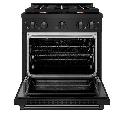 ZLINE 30 in. 4.2 cu. ft. Paramount Gas Range with Convection Gas Oven in Black Stainless Steel with 4 Brass Burners (SGRB-BR-30)
