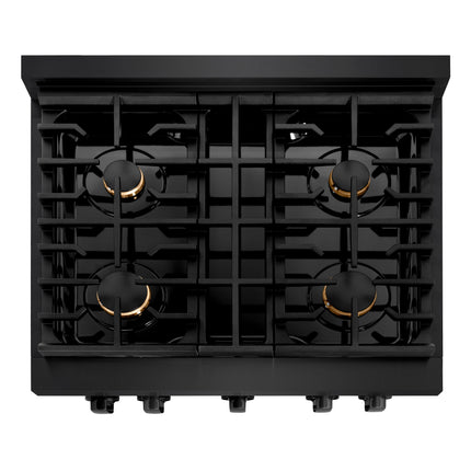 ZLINE 36 in. 5.2 cu. ft. Paramount Gas Range with Convection Gas Oven in Black Stainless Steel with 6 Brass Burners (SGRB-BR-36)
