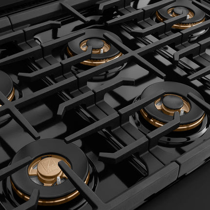 ZLINE 48 in. 6.7 cu. ft. Paramount Gas Range with 8 Burner DuoPro™ Cooktop and Dual Ovens in Black Stainless Steel (PSGRB-48)