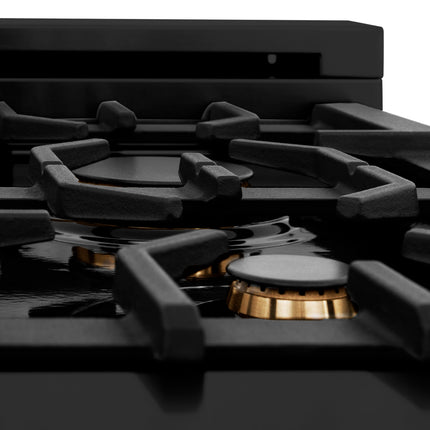 ZLINE 48 in. 6.0 cu. ft. Legacy Dual Fuel Range with Gas Cooktop and 2 Electric Ovens in Black Stainless Steel with 6 Brass Burners (RAB-BR-48)