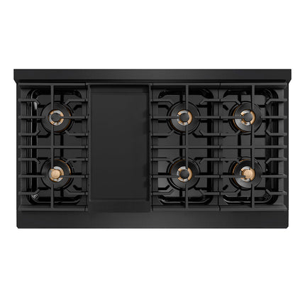 ZLINE Autograph Edition 48 in. Paramount Gas Rangetop with 8 Burner DuoPro™ Cooktop in Black Stainless Steel and Champagne Bronze Accents (PSRTBZ-48-CB)