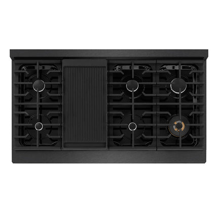 ZLINE 48 in. 6.7 cu. ft. Paramount Double Oven Dual Fuel Range with 8 Burner Gas Cooktop in Black Satin Stainless Steel (SDRBS-48)