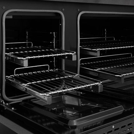 ZLINE Autograph Edition 48 in. 6.7 cu. ft. Paramount Dual Fuel Range with 8 Burner DuoPro™ Cooktop and Dual Ovens in Black Satin Stainless Steel and Polished Gold Accents (PSDRBSZ-48-G)