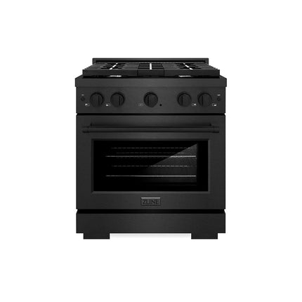 ZLINE 30 in. 4.2 cu. ft. Paramount Gas Range with 4 Burner Cooktop and Convection Gas Oven in Black Satin Stainless Steel (SGRBS-30)
